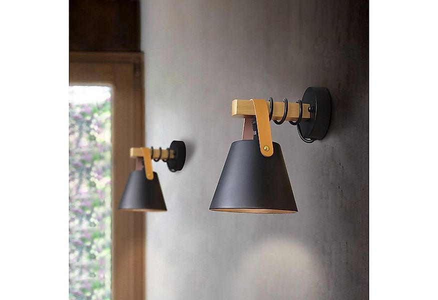 ZMH Wandleuchte Innen Schwarz Vintage Wandlampe Holz E27 Industrie Flur, Ho günstig online kaufen