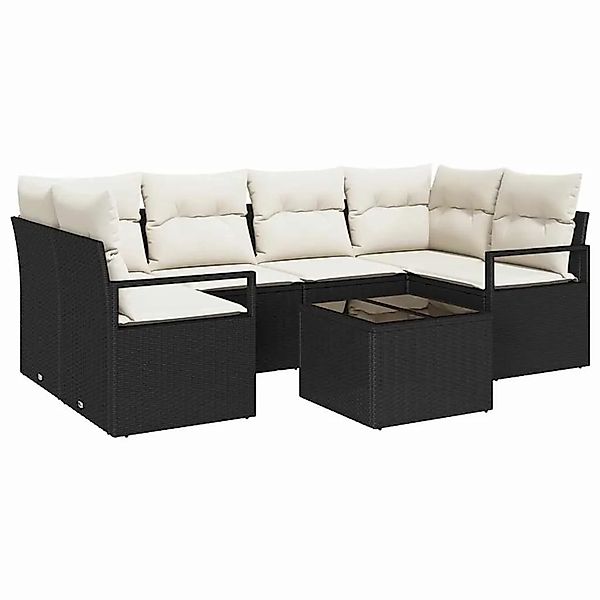vidaXL Sofa Set 7-Tlg Schwarz und Creme Poly-Rattan 3346277 günstig online kaufen