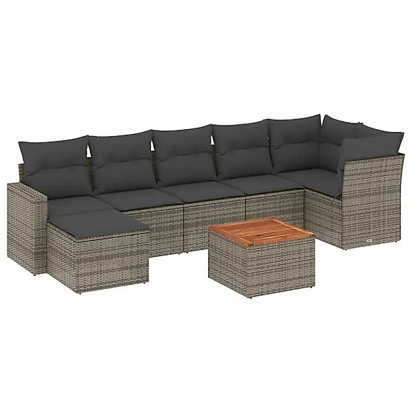 vidaXL 8-Tlg Garten-Sofagarnitur mit Kissen Grau Poly Rattan 3256564 günstig online kaufen