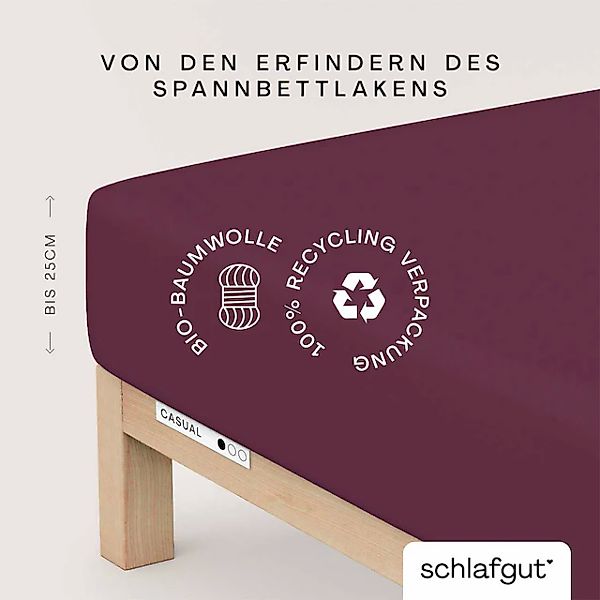 Schlafgut Spannbettlaken "CASUAL Bettlaken 100% gekämmte Bio-Baumwolle, 150 günstig online kaufen