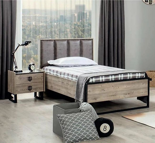 JVmoebel Kinderbett, Loft Design Betten Schlafzimmer Bett Holz mit Polster günstig online kaufen