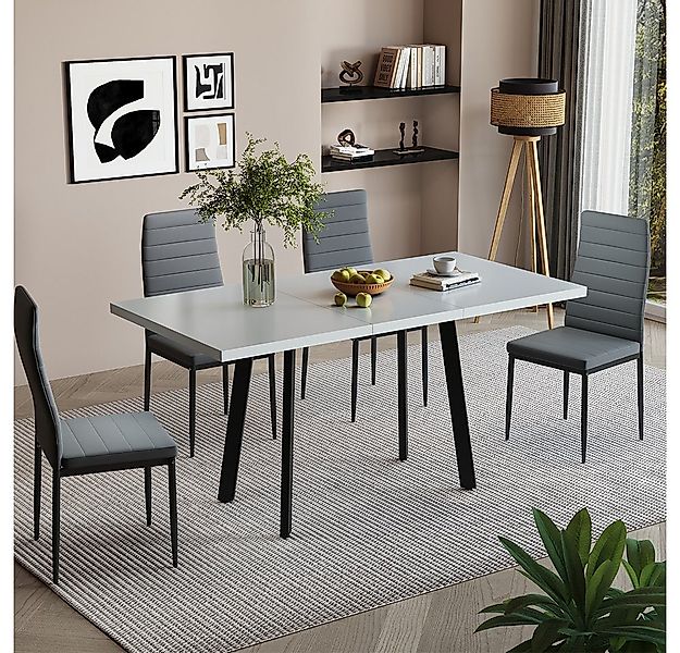 Vicco Esstisch Tisko, Weiß/Schwarz, 160 x 80 cm mit erweitbarer Tischplatte günstig online kaufen