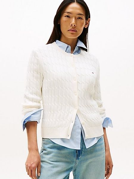 Tommy Hilfiger Strickjacke CO CABLE MID GG C-NK LS CARDI mit Zopfmuster günstig online kaufen