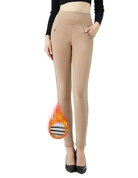 Jepo Leggings Elastische Damenhose Thermoleggings warm Fit Taupe-M Bequemem günstig online kaufen