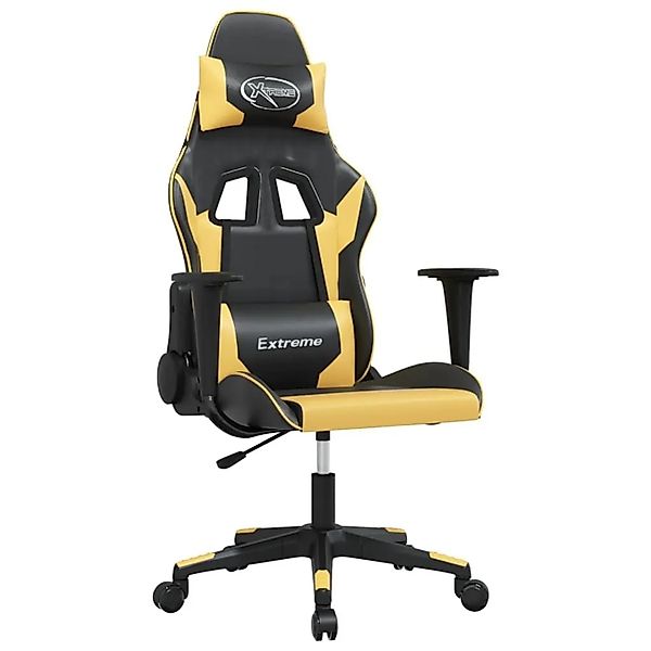 vidaXL Gaming-Stuhl mit Massagefunktion Schwarz & Golden Kunstleder 345447 günstig online kaufen