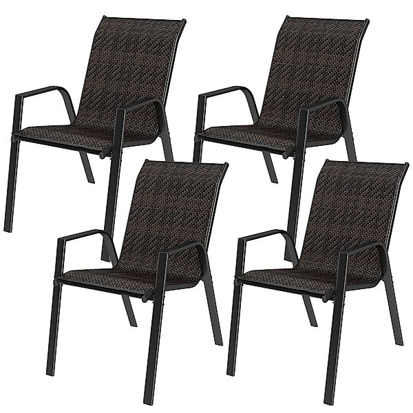 Outsunny Set mit 4 stapelbaren Gartenstühlen, Outdoor-Stuhl mit Armlehnen u günstig online kaufen