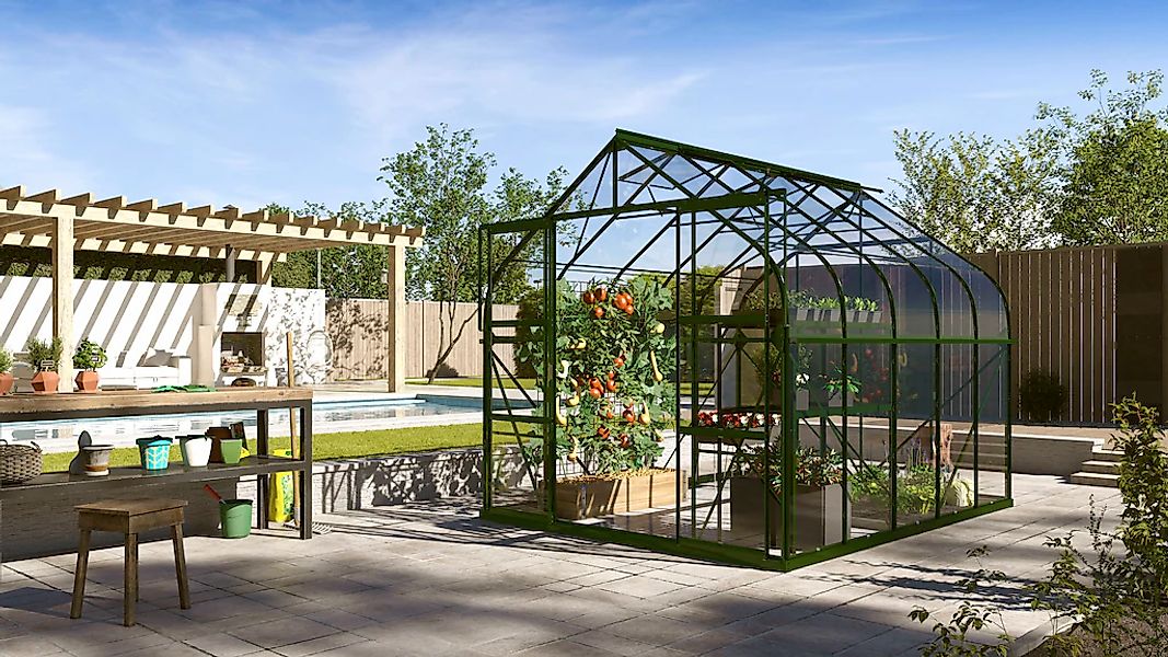 Vitavia Gewächshaus "Dione 8300 smaragd" inkl. Fundamentrahmen, Dachlüfter günstig online kaufen