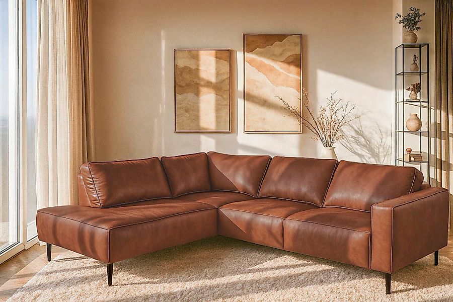 Home affaire Ecksofa "Fumone, Lederoptik oder Soft-Touch Chenille" Breite 2 günstig online kaufen