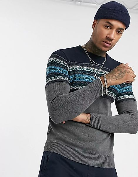 Pull&Bear – Grauer Pullover mit Strickdetails günstig online kaufen