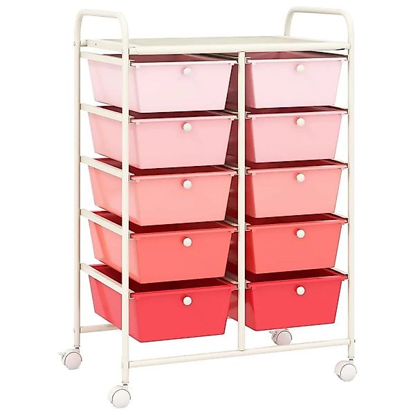 Costway Rollwagen mit 10 Stapelbaren Schubladen Badrollwagen Rosa günstig online kaufen