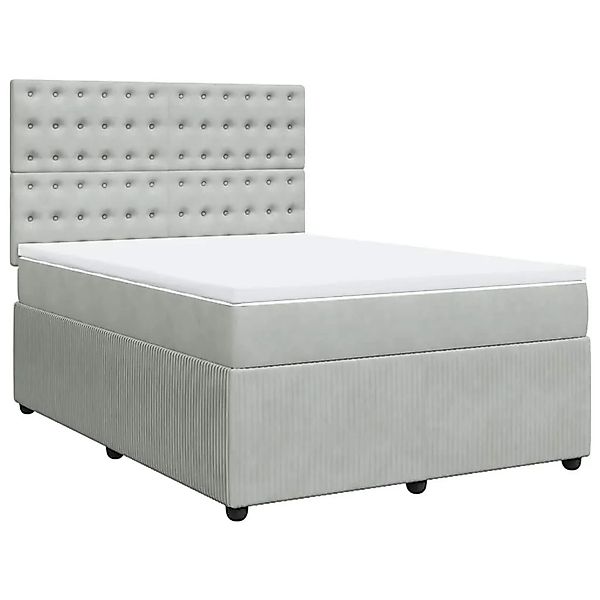 vidaXL Boxspringbett mit Matratze Hellgrau 140x200 cm Samt 3292370 günstig online kaufen