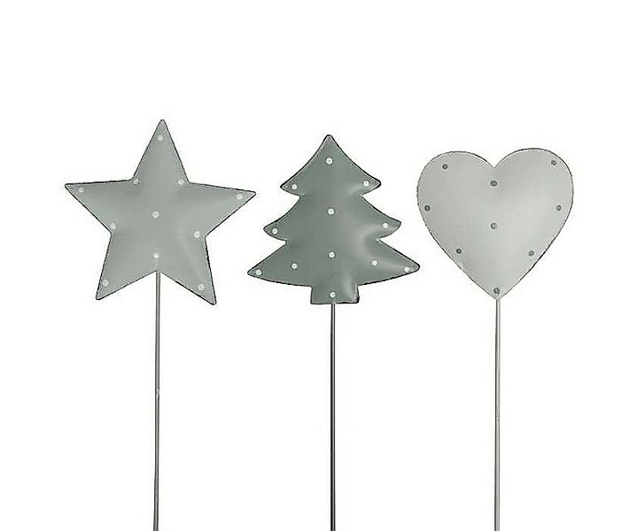 Macosa Home Weihnachtsfigur Dekostecker Grün Tanne Herz und Stern 3er Set m günstig online kaufen