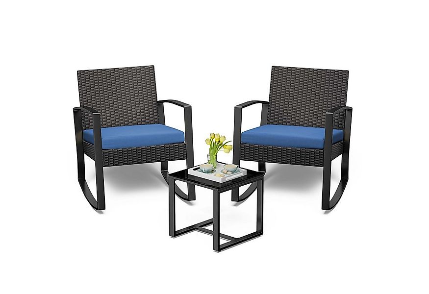 Bealife Balkonset Gartenlounge-Set, (3-tlg), 1 Tisch und 2 Stühle, Rattan G günstig online kaufen