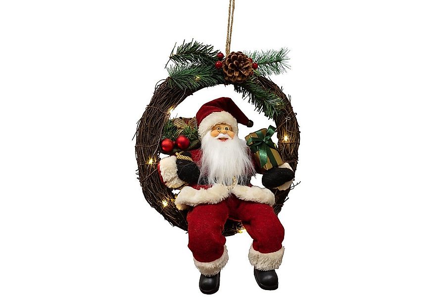 Christmas Paradise Weihnachtsmann im Kranz 30 cm mit LED (Weihnachtsdeko, 1 günstig online kaufen