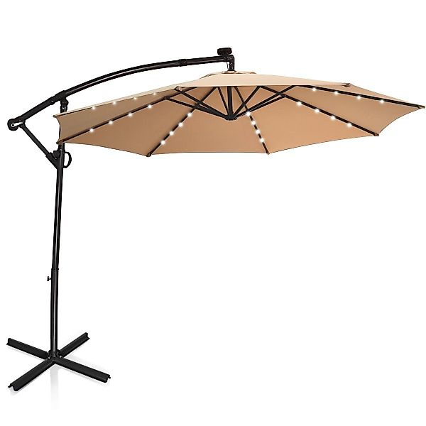 KOMFOTTEU Sonnenschirm mit 32 Solar-LED-Lichtern, höhenverstellbarer günstig online kaufen