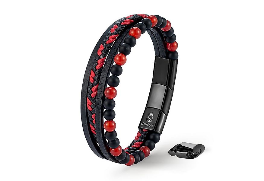 UNIQAL.de Lederarmband Lederarmband Herren "FANCY" Perlenarmband Naturstein günstig online kaufen