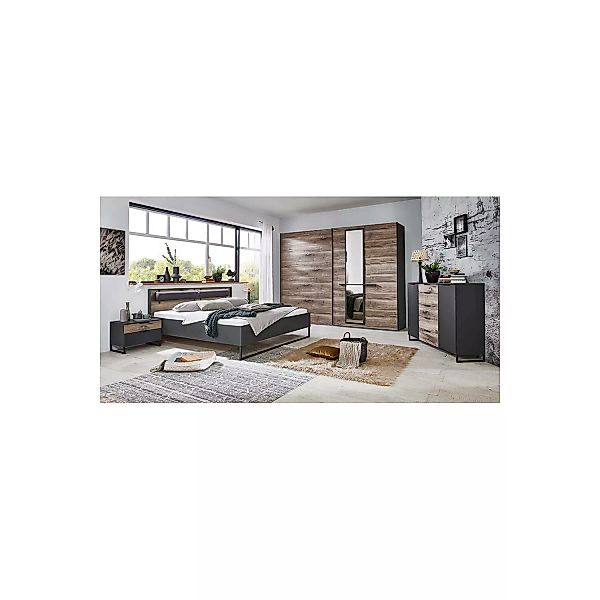 Komplettset Schlafzimmer mit Kommode WISMAR-43 in graphit mit Flagstaff Eic günstig online kaufen