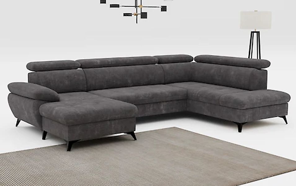 COTTA Wohnlandschaft "Hudson U-Form, B: 324 cm" mit Kopfteilverstellung, op günstig online kaufen