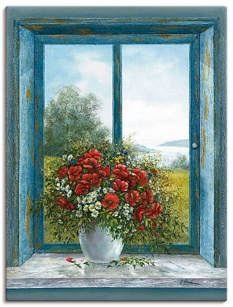 Artland Wandbild "Mohnblumen am Fenster" Arrangements 1 Stk. tlg. als Leinw günstig online kaufen