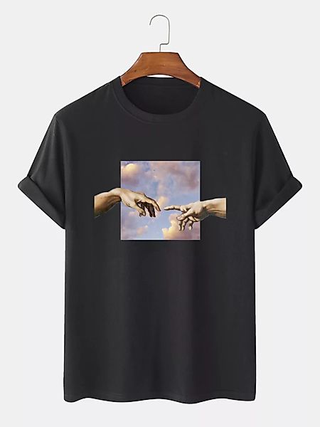 Herren 100% Baumwolle Ölgemälde Casual T-Shirt günstig online kaufen