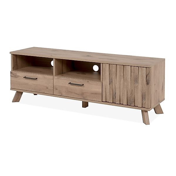 Furn.Design TV-Lowboard Eiche 140 cm 2 Schubkästen 3D Relief Push-to-Open D günstig online kaufen