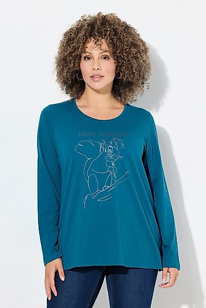 Ulla Popken Longsleeve Shirt Weihnachtsmotiv Classic Rundhals Langarm günstig online kaufen