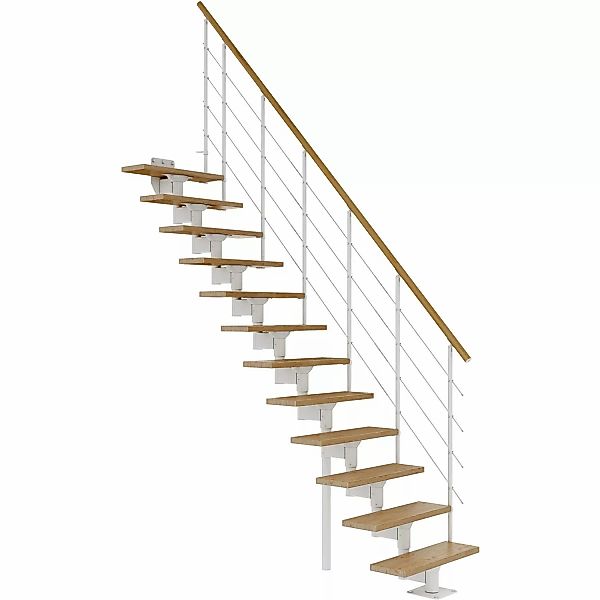 Dolle Mittelholmtreppe Boston Gerade Stufen Eiche Metall Weiß FSC® günstig online kaufen