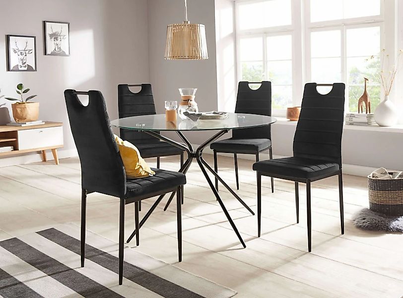 INOSIGN Essgruppe "Silvi-Mandy" Set, Set 110 cm, 5 Stk. tlg. Glastisch 110x günstig online kaufen