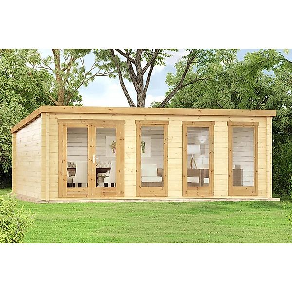 Alpholz Gartenhaus Atrium-D Pultdach 600 cm x 625 cm Braun günstig online kaufen