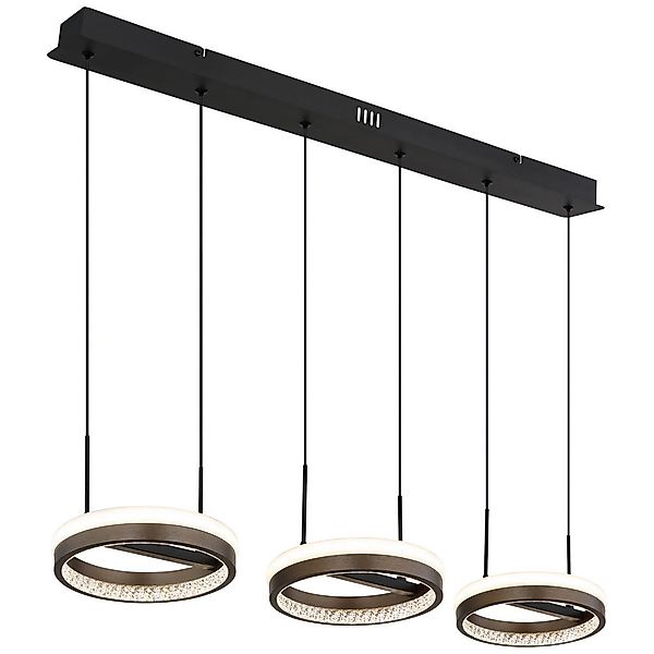 LED-Hängelampe Della, Länge 82 cm, dunkelgrau, Metall, 3-flg günstig online kaufen