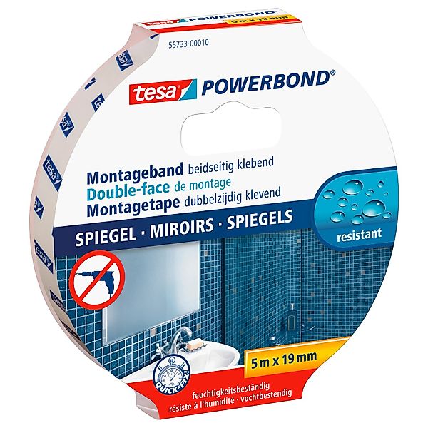tesa Doppelklebeband POWERBOND Spiegel Doppelseitiges Klebeband (Packung, 1 günstig online kaufen
