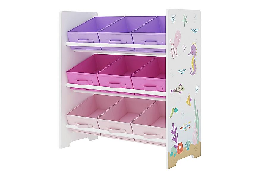 en.casa Kinderregal, »Boiro« Spielzeugregal mit 9 Boxen Ozean-Motiv günstig online kaufen