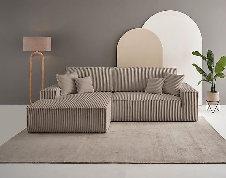 andas Ecksofa »FINNLEY Schlafsofa 267 cm, L-Form mit Schlaffunktion & Bettk günstig online kaufen