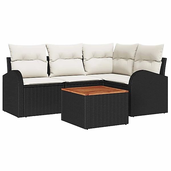 vidaXL Garten-Sofa-Set 5-Tlg Schwarz Poly Rattan 3347572 günstig online kaufen