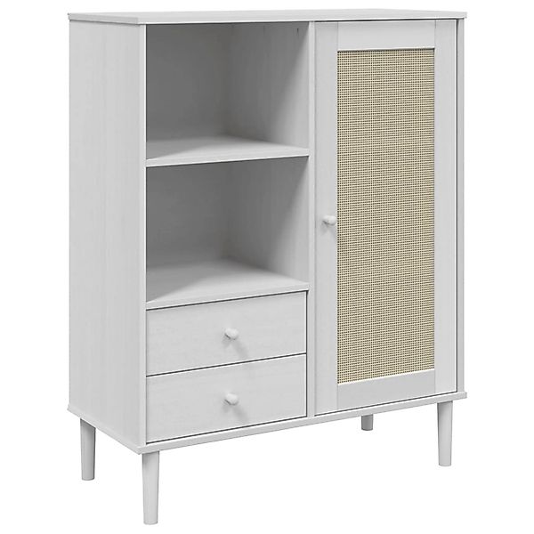 vidaXL Highboard SENJA Rattan-Optik Weiß 90x40x112 cm Kiefernholz 358056 günstig online kaufen