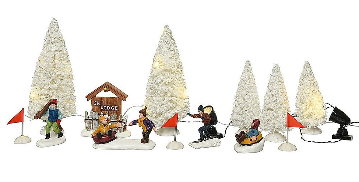 Winterszene Skipiste Beleuchtet Ski Rodeln 16 teilig Deko mit Beleuchtung günstig online kaufen