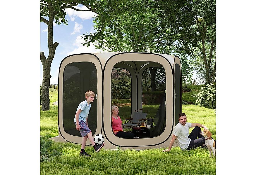 Outsunny Faltzelt sechseckiges Pop-Up-Zelt, Personen: 6 (tragbarer Camping- günstig online kaufen