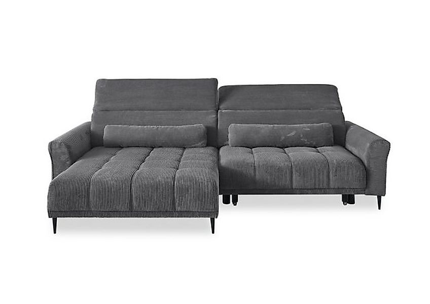 Iwaniccy Wohnlandschaft elektr. Sitzverstellung, 2 Kissen, Cord grau - 277x günstig online kaufen