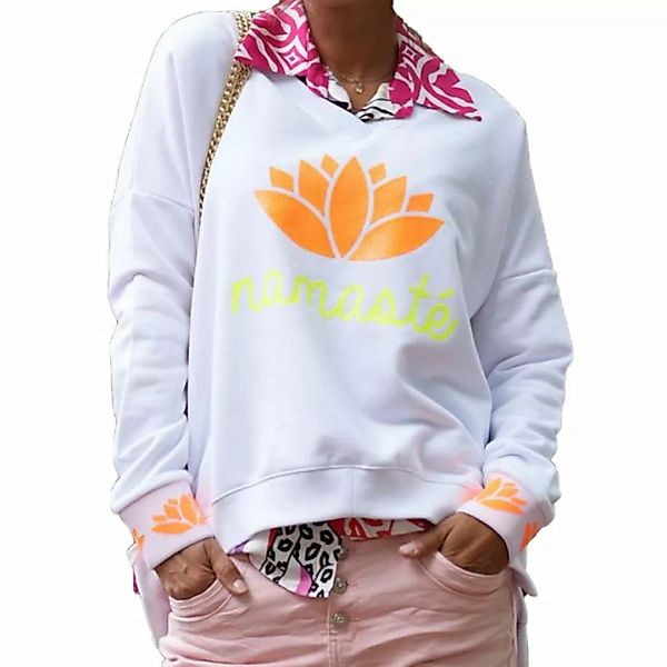 Miss Goodlife Sweater Miss Goodlife Sweatshirt, V-Neck, Namaste, white/neon günstig online kaufen