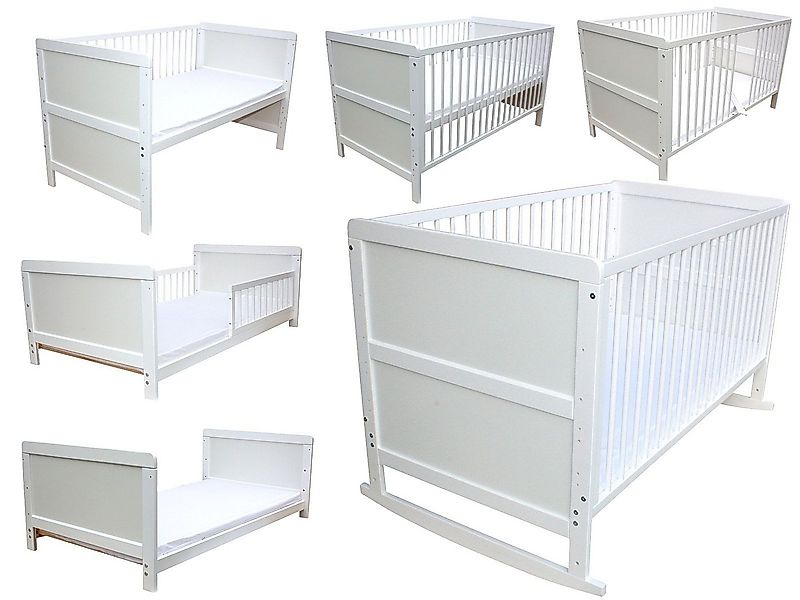 Micoland Kinderbett Kinderbett Juniorbett Beistellbett Wiege 140x70cm 4in1 günstig online kaufen