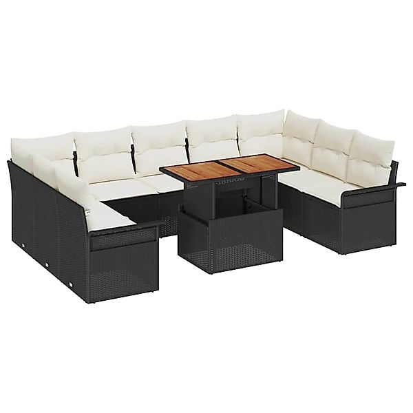 vidaXL Garten-Sofa-Set mit Speicher 10-Tlg Schwarz Poly Rattan 3358112 günstig online kaufen