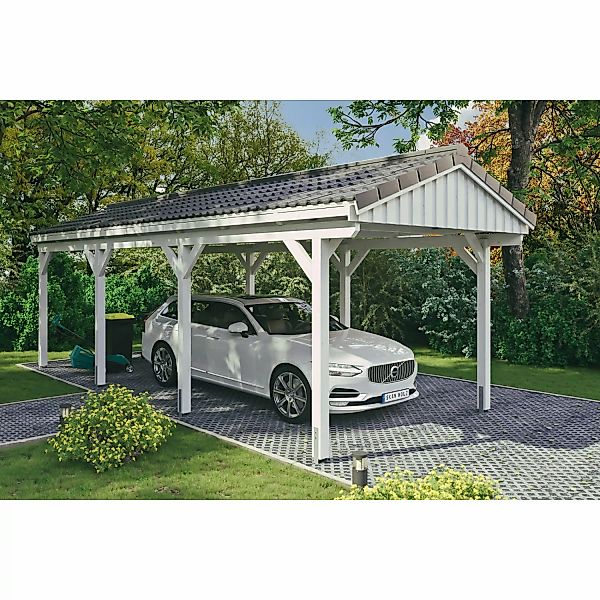 Skan Holz Carport Fichtelberg 317 cm x 808 cm Dachlattung Weiß günstig online kaufen