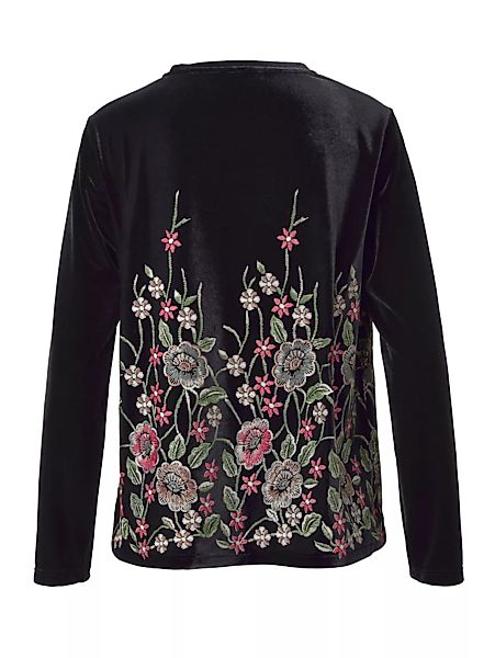 Samtshirt mit floralem Motiv SIENNA Schwarz günstig online kaufen