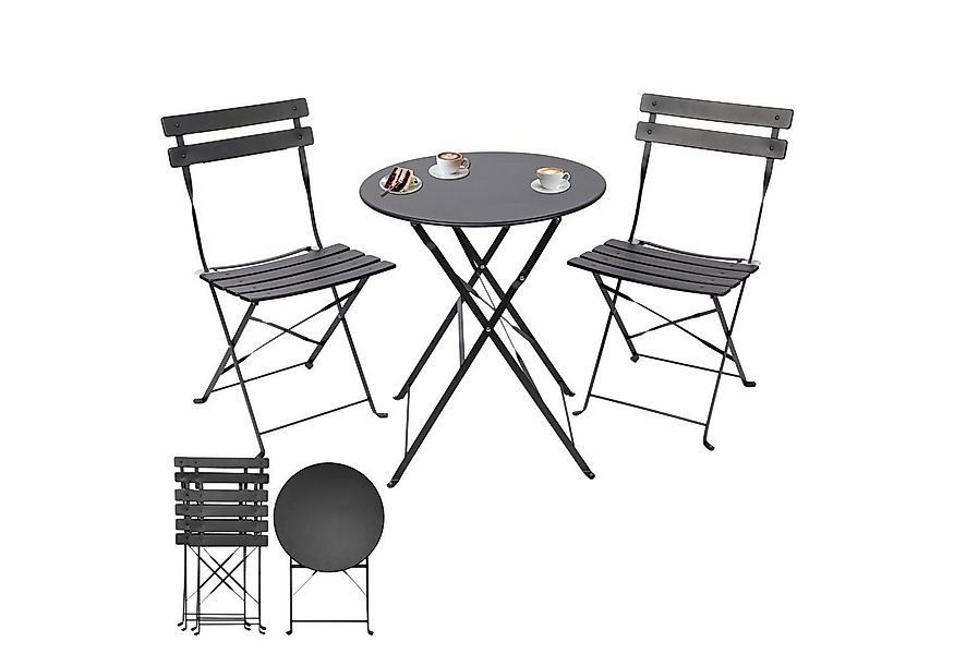Albatros International Balkonset Bistroset3-teilig Schwarz Bistrotisch 2 St günstig online kaufen