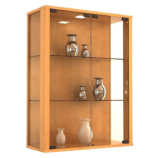 ebuy24 Udina Vitrinenschrank Wandhängend mit 2 Glastüren 2 Glasböden Buche günstig online kaufen