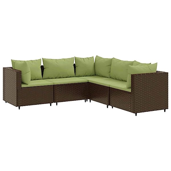 vidaXL 5-Tlg Garten-Lounge-Set mit Kissen Braun Poly Rattan 3308126 günstig online kaufen
