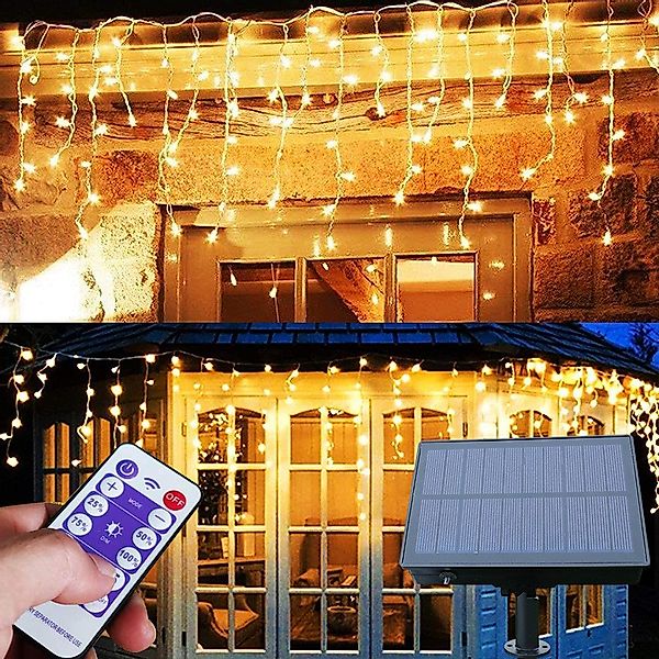Rosnek LED-Lichtervorhang Solar,Wasserdichte,8 Modi, Timer,für Gärten günstig online kaufen