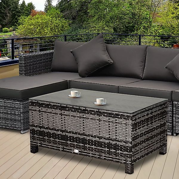 Outsunny Garten Beistelltisch Couchtisch 85 x 50 x 39 cm, Gartentisch aus P günstig online kaufen