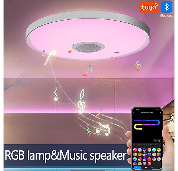 POPOLIC Deckenleuchte LED Deckenlampe RGB Bluetooth Lautsprecher Fernbedien günstig online kaufen