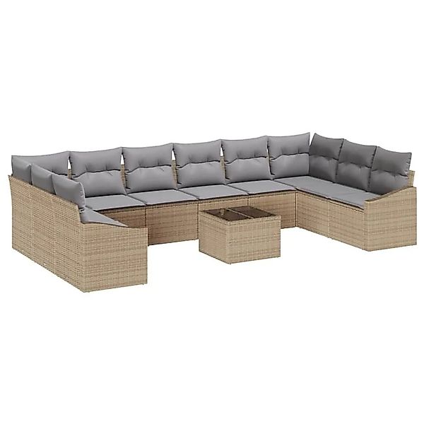 vidaXL Garten Essgruppe mit Kissen 11-Tlg Beige und Hellgrau 3355579 günstig online kaufen